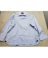 Black Brown 1826 Dress Shirt Mens 17.5 Blue Gingham Classic Non Iron But... - $18.49