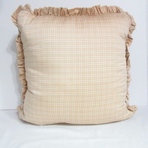 American Living Hillsborough Plaid Tan Ruffled 20-inch Square Pillow(s) - £33.03 GBP