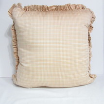 American Living Hillsborough Plaid Tan Ruffled 20-inch Square Pillow(s) - £33.53 GBP