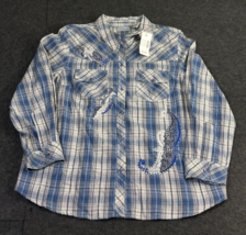 Liz Me CATHERINES Western Shirt Womens Plus Size oX Pearl Snap Plaid Emb... - $40.57 CAD