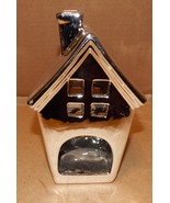 Christmas Silver Ceramic Santa House Tea Light Holder 7&quot; x 4 1/2&quot; 152B - $142.60 MXN