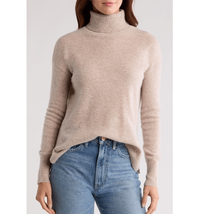 Nordstrom Turtleneck 100% Cashmere Sweater, Size Small (4/6), Beige, NWT - $119.00