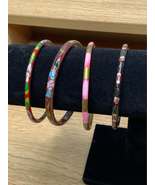 Vintage Cloisoone Enamel Bangle bracelet, Flora Pattern Lovely - $924.40 MXN