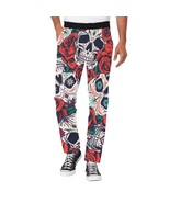 Men&#39;s Skull and Red Roses All Over Print Casual Trousers Pants - $66.55 CAD