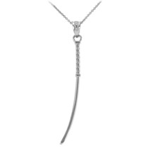 10k White Gold Katana Japanese Samurai Sword Martial Arts Charm Necklace - £124.23 GBP+