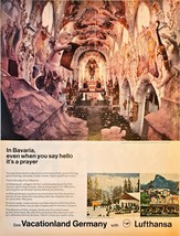 Lufthansa Airlines Bavaria A prayer Vacationland Germany -1968 Vintage P... - $9.74