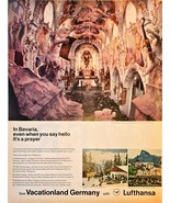 Lufthansa Airlines Bavaria A prayer Vacationland Germany -1968 Vintage P... - $9.74