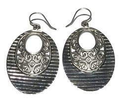 Silpada Badge Of Beauty Earrings / W3140 / Black Leather and Hammered 92... - $55.00