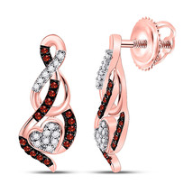 10kt Rose Gold Womens Round Red Color Enhanced Diamond Heart Earrings 1/6 Cttw - £218.89 GBP