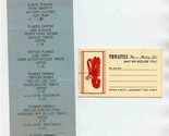 Thwaites Restaurant Menu &amp; Mailing List Card Metheun Massachusetts 1950&#39;s - $27.72