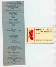 Thwaites Restaurant Menu &amp; Mailing List Card Metheun Massachusetts 1950&#39;s - £22.15 GBP