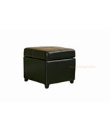 Black Full Leather Square Flip Top Storage Cube Ottoman Foot Stool Seat - €103,24 EUR