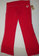 New Womens Designer True Religion NWT Wide Leg Pants Tall 35&quot; Flare L Ruby Red - £117.76 GBP