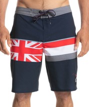 Quicksilver Surfsilk Board Shorts UK Flag Navy Red Stripe W/ Pocket Size... - £28.52 GBP