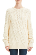 THEORY Womens Pullover Twisting Cable Po Solid Ivory Size P I1016716 - £116.57 GBP