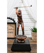Professional Lady Golfer Swinging Golf Club On A Tee Bronze Electroplate... - £49.76 GBP