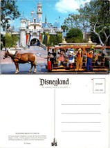 Disneyland Sleeping Beauty Castle Horse Drawn Streetcar Drawbridge VTG Postcard - £7.37 GBP