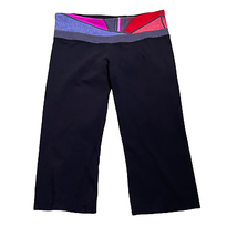 Lululemon Leggings Size 10 Capri Ankle Stretch Black Colorful Waist Athl... - £20.47 GBP