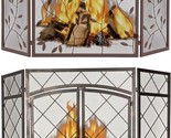BEAMNOVA 48x30.1 in + 50x32 in Bronze Fireplace Screen 3 Panel Decorativ... - $333.99
