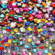 320 Pieces Sew On Rhinestone Glass Crystals Acrylic Gems With Hole Silver Prong  - £14.51 GBP