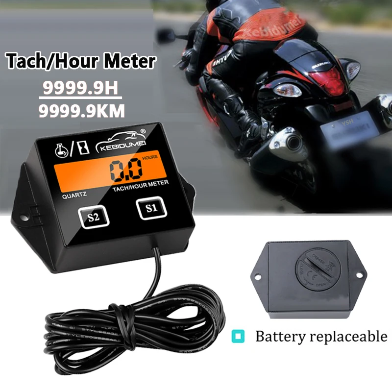 Digital Engine Tach Hour Meter Tachometer Gauge Engine RPM LCD Display For - £12.63 GBP+