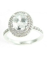 Sterling Silver 2.5 CT Oval CZ DOUBLE HALO Ring Size 8 - £13.13 GBP