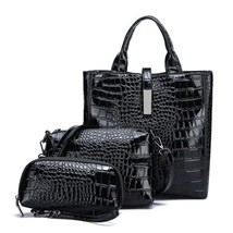  Women HandBags  3-piece Big Tote Bag  Bags   Pattern Leather Lady Messenger Bag - £145.58 GBP