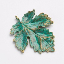 Large Maple Leaf Pendant Antique Bronze Tone Fall Verdigris Patina Aged 41mm - £4.86 GBP