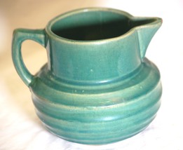 Early McCoy Green Pottery Buttermilk Pitcher Jug #121 Shield Mark - $920.97 MXN