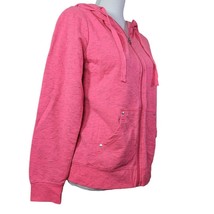 Made for Life Full Zip Sweatshirt Hooded Drawstring Women Large Hot Pink Heather - £13.94 GBP