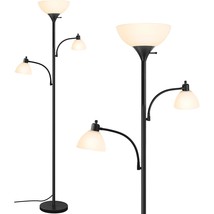 Led Floor Lamp, Torchiere Bright Black Floor Lamp With 2 Reading Lamps, Led Tall - £81.51 GBP