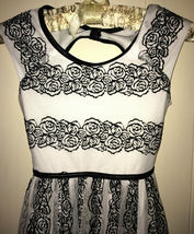 Black white teen sleeveless lined sheer party dress Size 8 - $14.00
