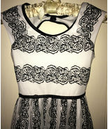 Black white teen sleeveless lined sheer party dress Size 8 - £11.17 GBP
