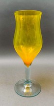 Blenko Vintage MCM Jonquil Yellow Giant Hand Blown Art Glass Goblet Vase 13 3/4&quot; - £319.73 GBP