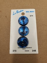 La Bouton Round 3/4inch  19mm Navy Buttons 2 Hole on Card Unused Blument... - $4.90
