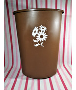 1970&#39;s MOD Festival Brand Brown &amp; White Flower Power Plastic Kitchen Tra... - $29.69