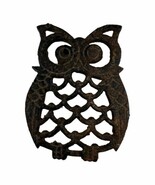Cast Iron Owl Trivet Hot Plate Vintage Wide Eyed 4&quot; Coaster Spoon Rest V... - $16.35