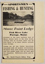 1948 Print Ad Moose Point Lodge Fish River Lake Portage,Maine Fishing Hunting - £7.13 GBP