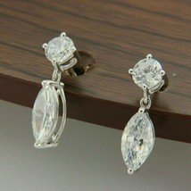 2.20Ct Marquise Cut Simulated Diamond Drop Dangle Earring 14K white Gold Finish - £93.44 GBP