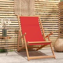 Folding Beach Chair Solid Wood Teak Red - £38.35 GBP
