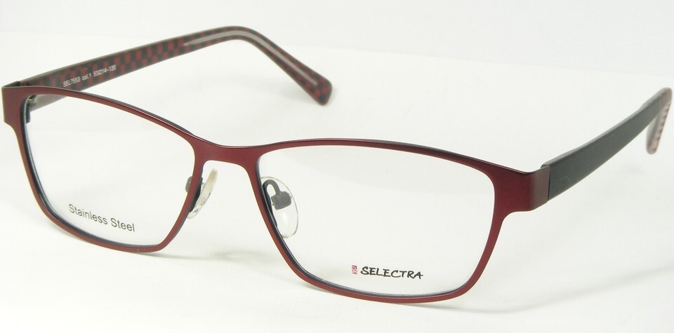 SELECTRA SEL7553 col. 1 PLUM-RED EYEGLASSES GLASSES METAL FRAME 53-14-135mm - $41.58