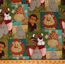 Cotton Jungle Babies Safari Animals Kids Multicolor Fabric Print by Yard D779.04 - £9.55 GBP