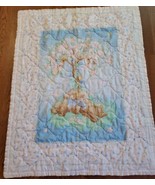 Vintage Handmade Baby Blanket Quilt Crib Throw bear Blossom Satin Trim  - €17,36 EUR