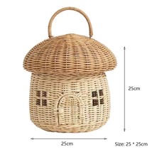 Fashion Rattan Mushroom Basket Bag Designer Wicker Woven Women Handbags Lovely S - £41.09 GBP