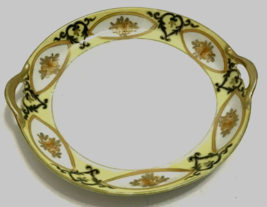 Nippon Hand Painted Plate Dish Gold Trim Double Handle Appetizer Catch A... - £32.55 GBP