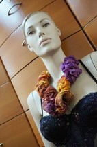 Unique Design Felted Wool Silk Necklace Adjustable Length Holiday Gift For Women - £93.35 GBP