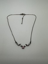 Sterling Silver Pink Stone CZ Necklace by Al Konder 15&quot;-17&quot; - £25.31 GBP