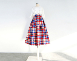 Winter Plaid Pleated Skirt Outfit Women Woolen Plus Size Pleated Skirt image 10