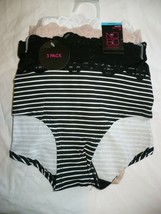 No Boundaries Women&#39;s Hipster Panties 3 Pack Size X-Small (4) Black Stripe Nude - £8.57 GBP