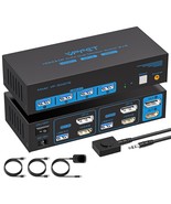 HDMI Displayport KVM Switch 2 Monitors 2 Computers 4K@60Hz DP KVM Switch... - $64.30